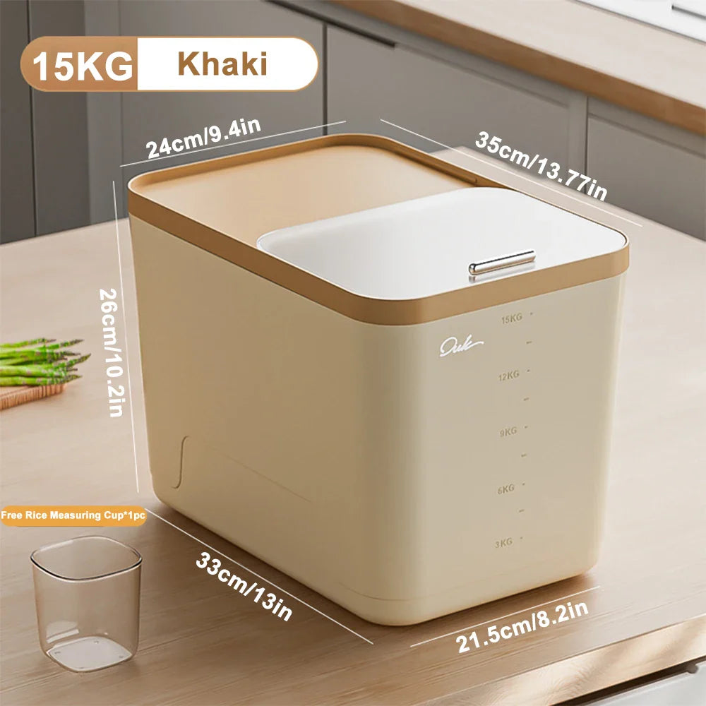 10KG Storage Container – Sealed Cereal, Pet Food, Rice, or Flour Dispenser with Buckle