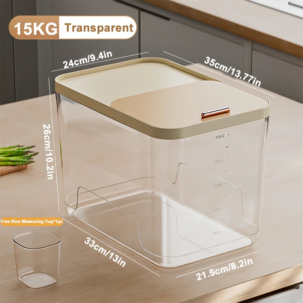10KG Storage Container – Sealed Cereal, Pet Food, Rice, or Flour Dispenser with Buckle